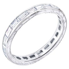 Two Platinum Eternity Bands One Baguette Diamond and One Sapphire and Diamonds 
