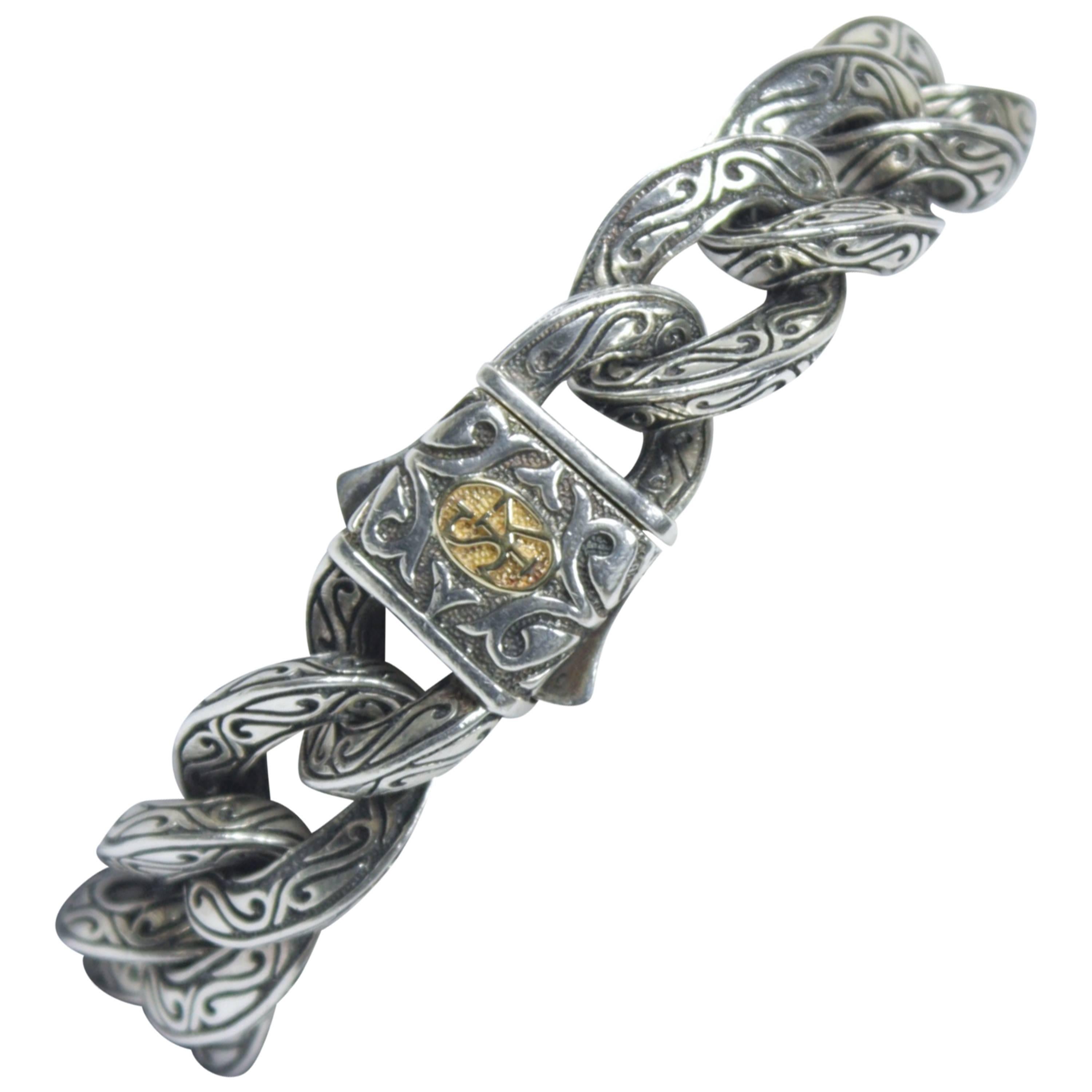 SCOTT KAY 18KT Yellow Gold & Sterling Silver Men's Bracelet