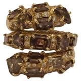 Modern Gold Swirl Ring with Brown Diamond Slices and Round Brown Diamond Detail