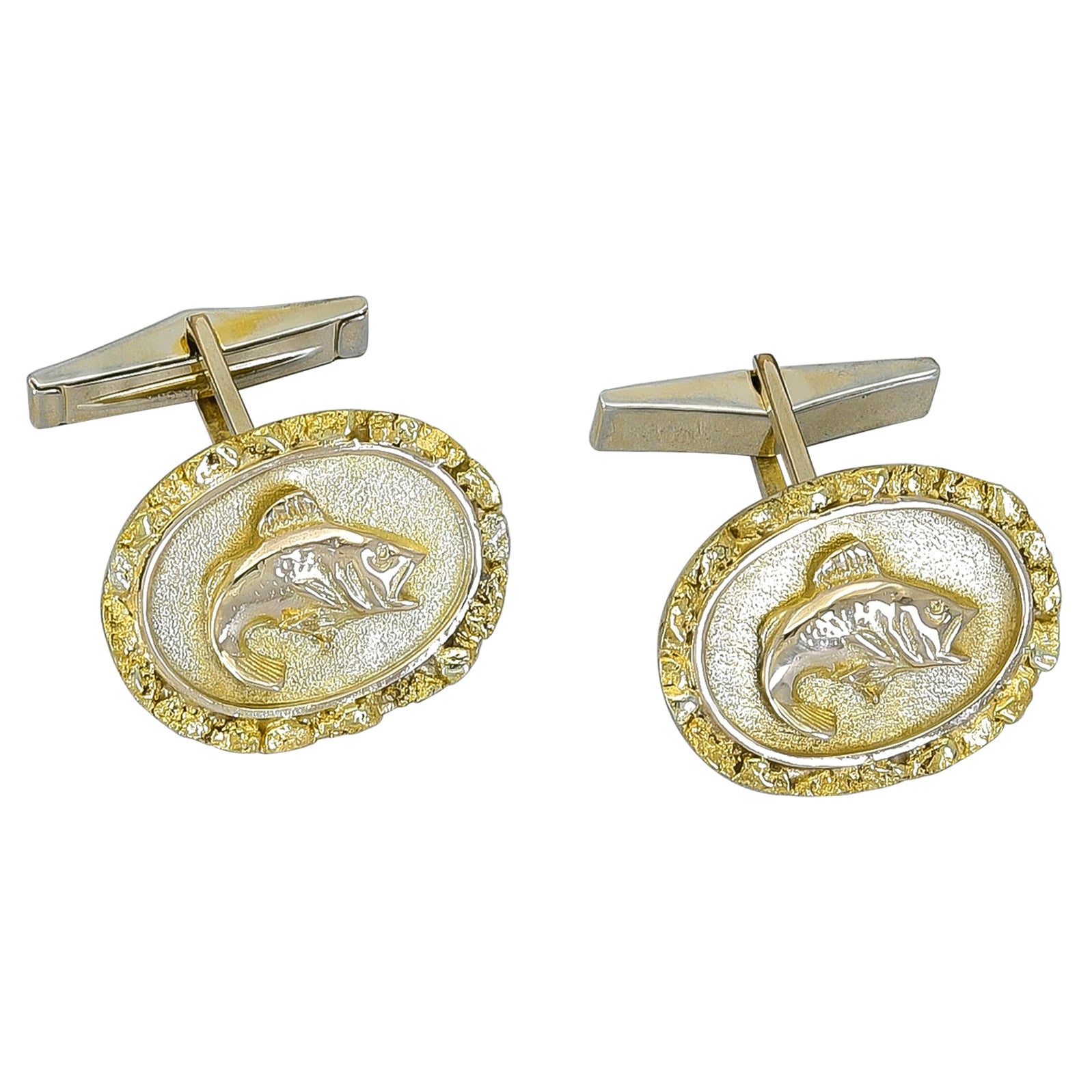 Bass Fish Gold Cufflinks