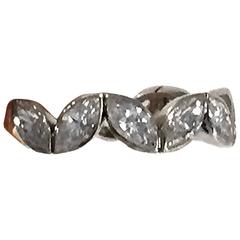 Vintage Fred Paris 3 Carat Marquise Cut Diamond Platinum Wedding Band Ring