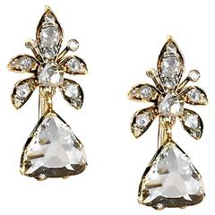 Victorian 4 Carat Rose-Cut Diamond Gold Earrings 7