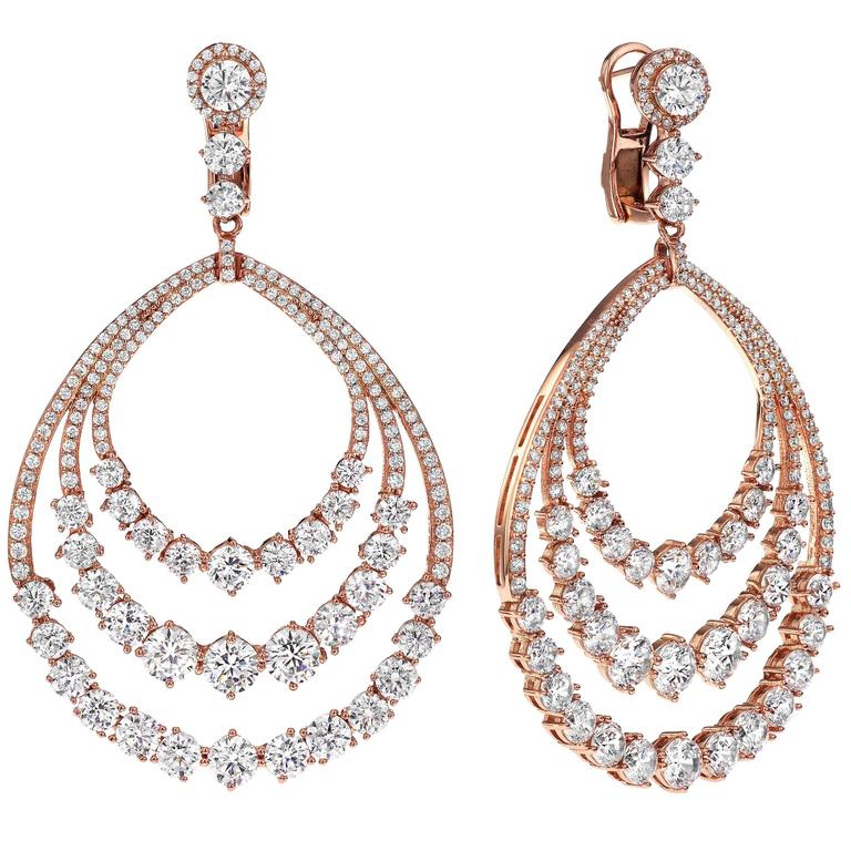 Diamond Gold Dangle Earrings at 1stDibs