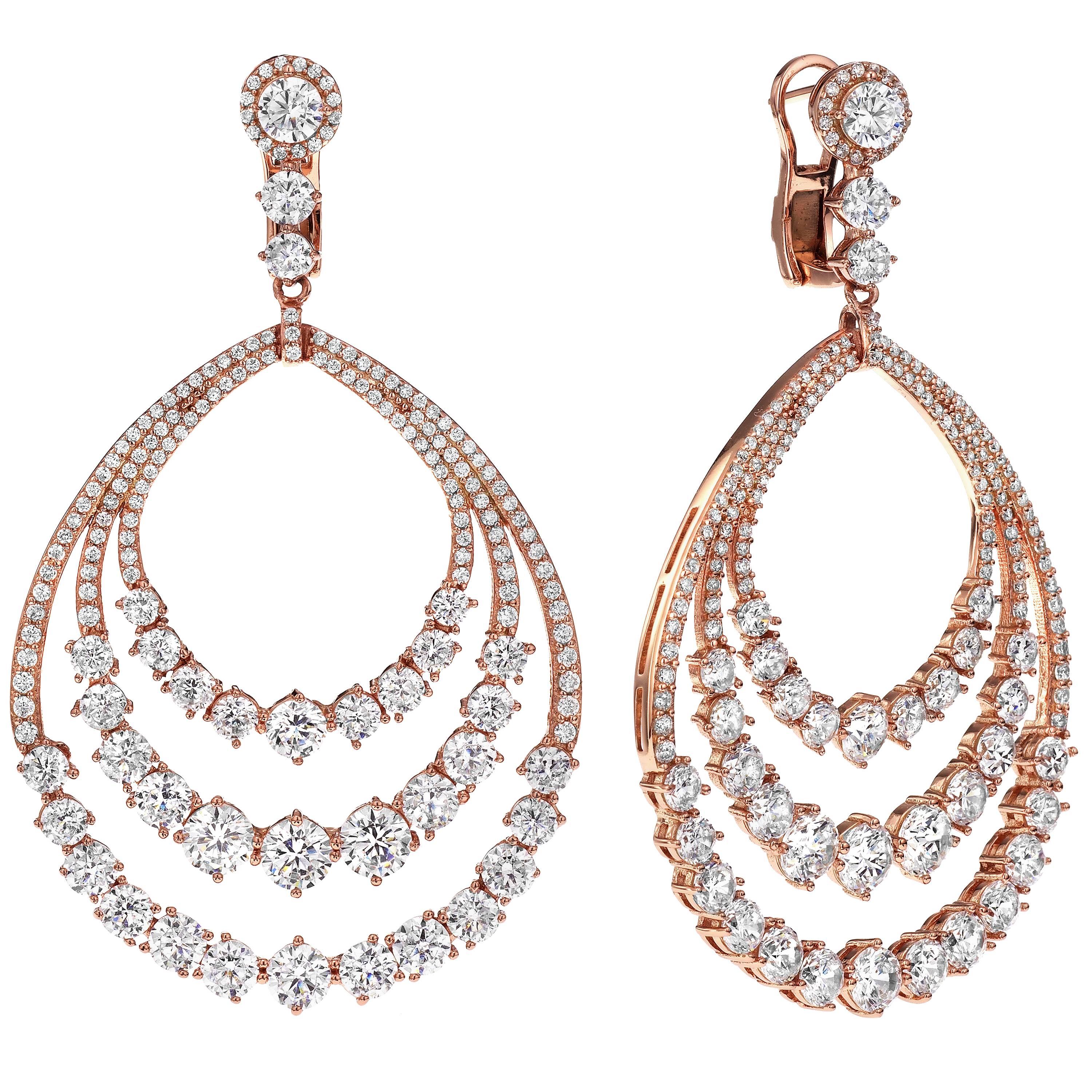 Diamond Gold Dangle Earrings