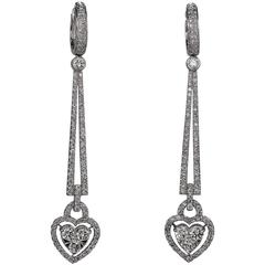 Diamond Gold Heart Dangle Earrings