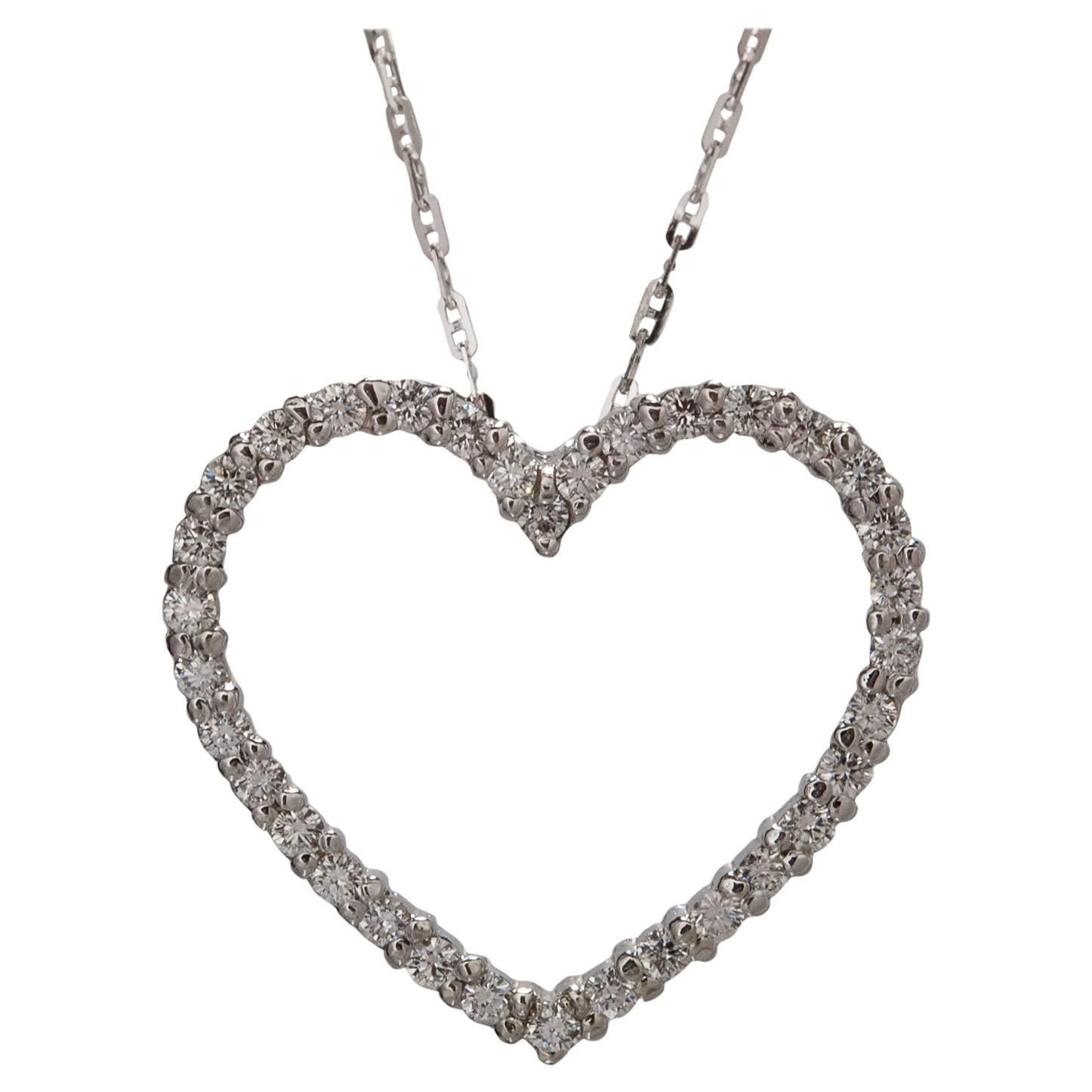 Heart Shaped Diamond Gold Pendant For Sale