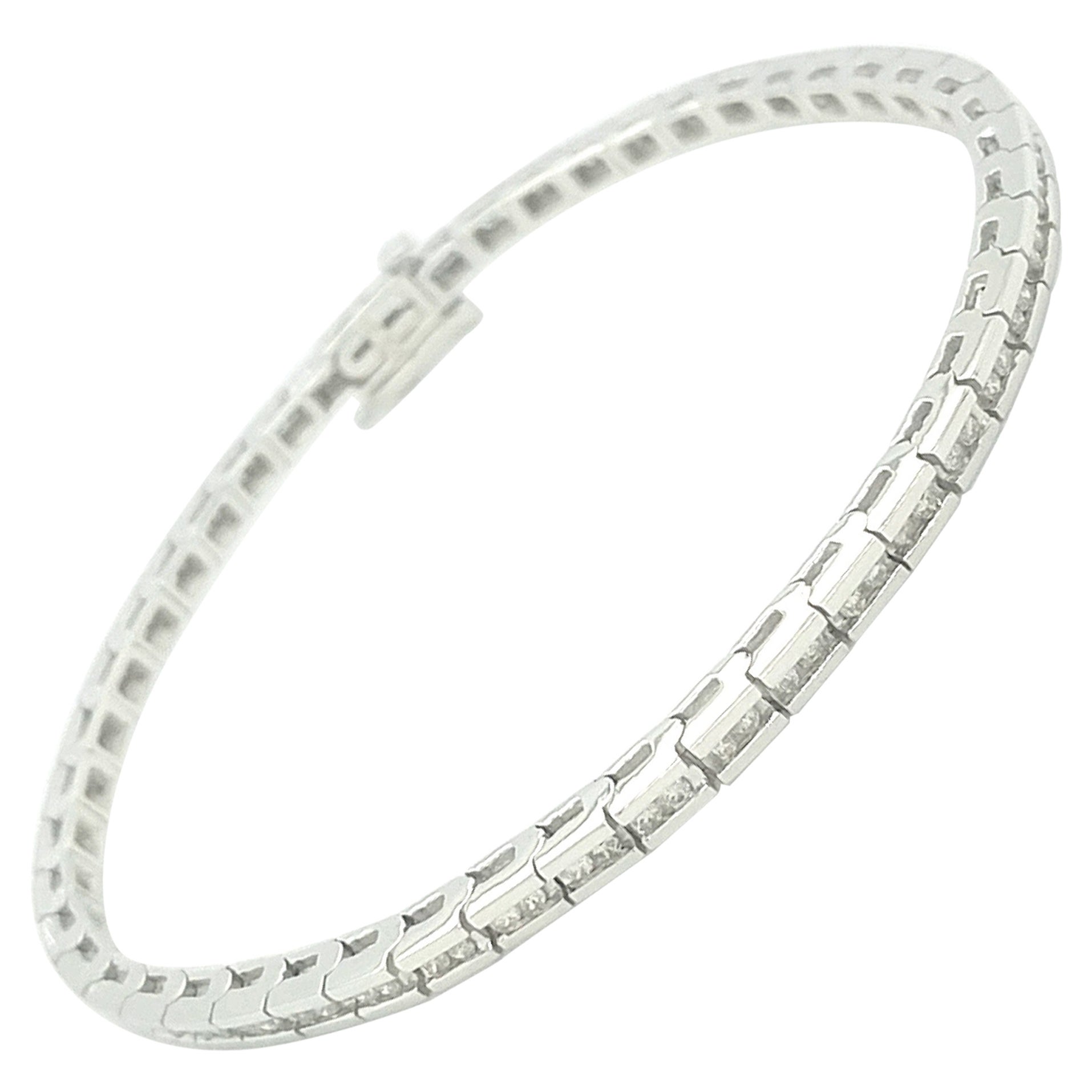 14Kt White Gold 1.00ct Channel-Set Diamond Tennis Bracelet For Sale