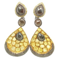 14K White Gold & 14K Yellow Gold 16.25ct Diamond Drop Earrings