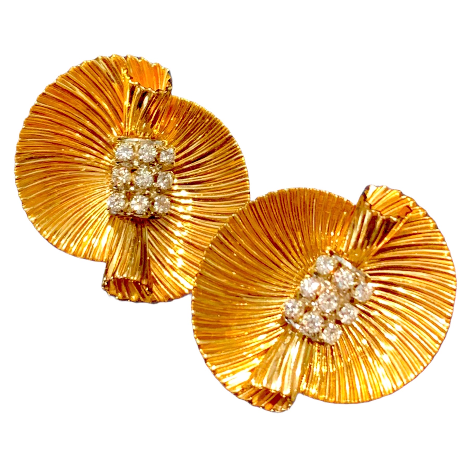 Cartier Vintage Diamond Earrings 18 Karat Yellow Gold