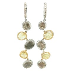 14K White Gold & 14K Yellow Gold 8.59ct Diamond Chandelier Earrings