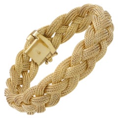 Vintage Woven Rope Bracelet in 14k Yellow Gold 