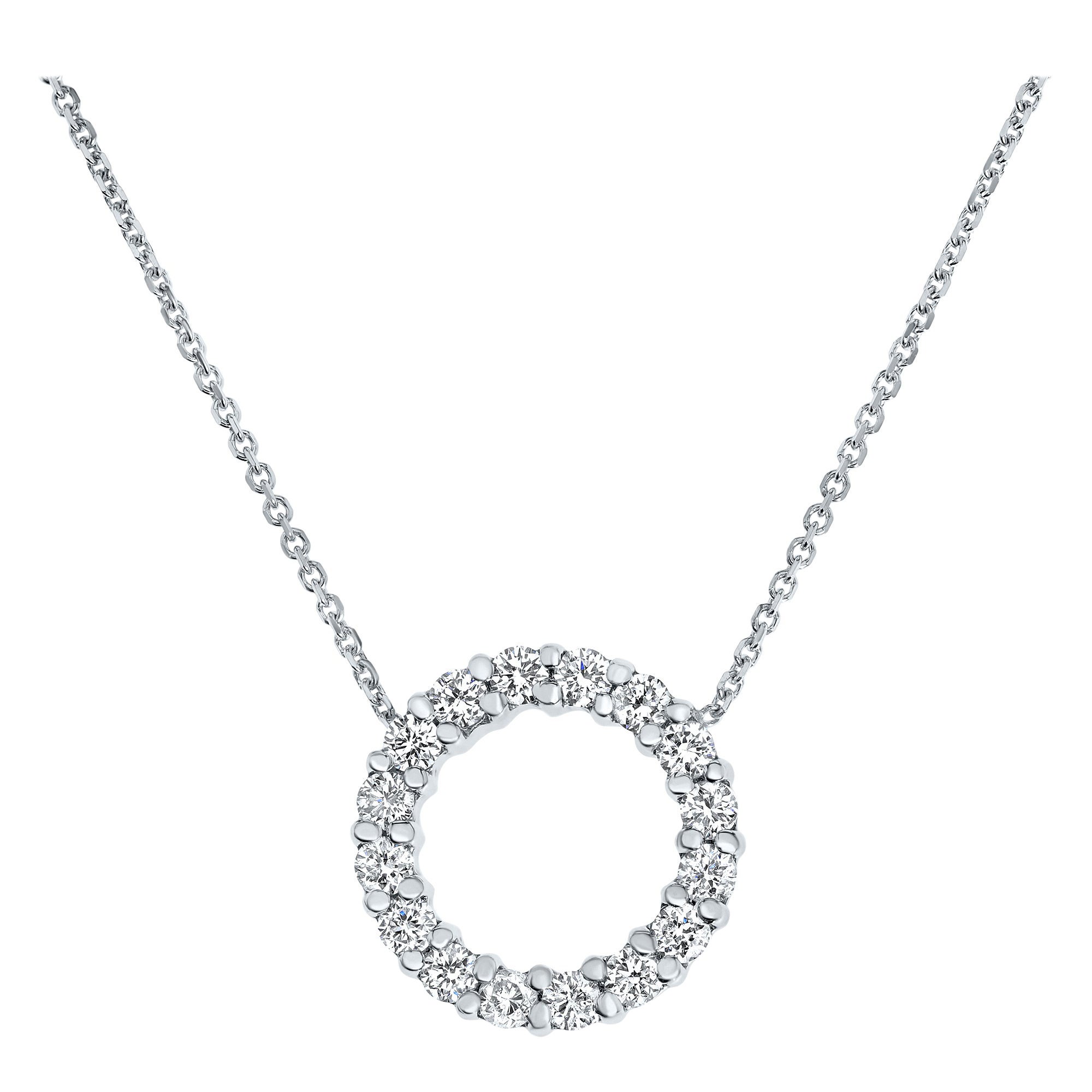 0.40 Carat Diamond Open Circle Karma Necklace in 14K White Gold, Shlomit Rogel For Sale