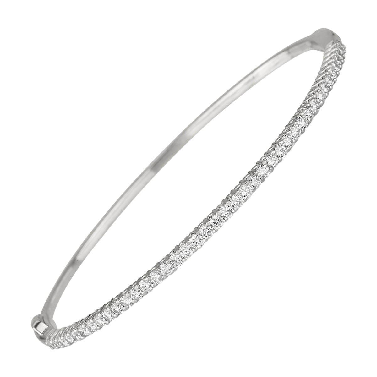 1.00 Carat Pave Diamond Bangle Bracelet in 14 Karat White Gold, Shlomit Rogel For Sale