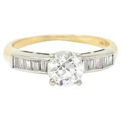 1940's Retro 1.29 Carats Diamond 14 Karat Two-Tone Engagement Ring GIA
