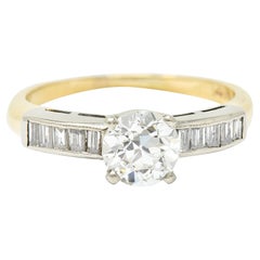 1940's Vintage 1.29 Carats Diamond 14 Karat Two-Tone Engagement Ring GIA