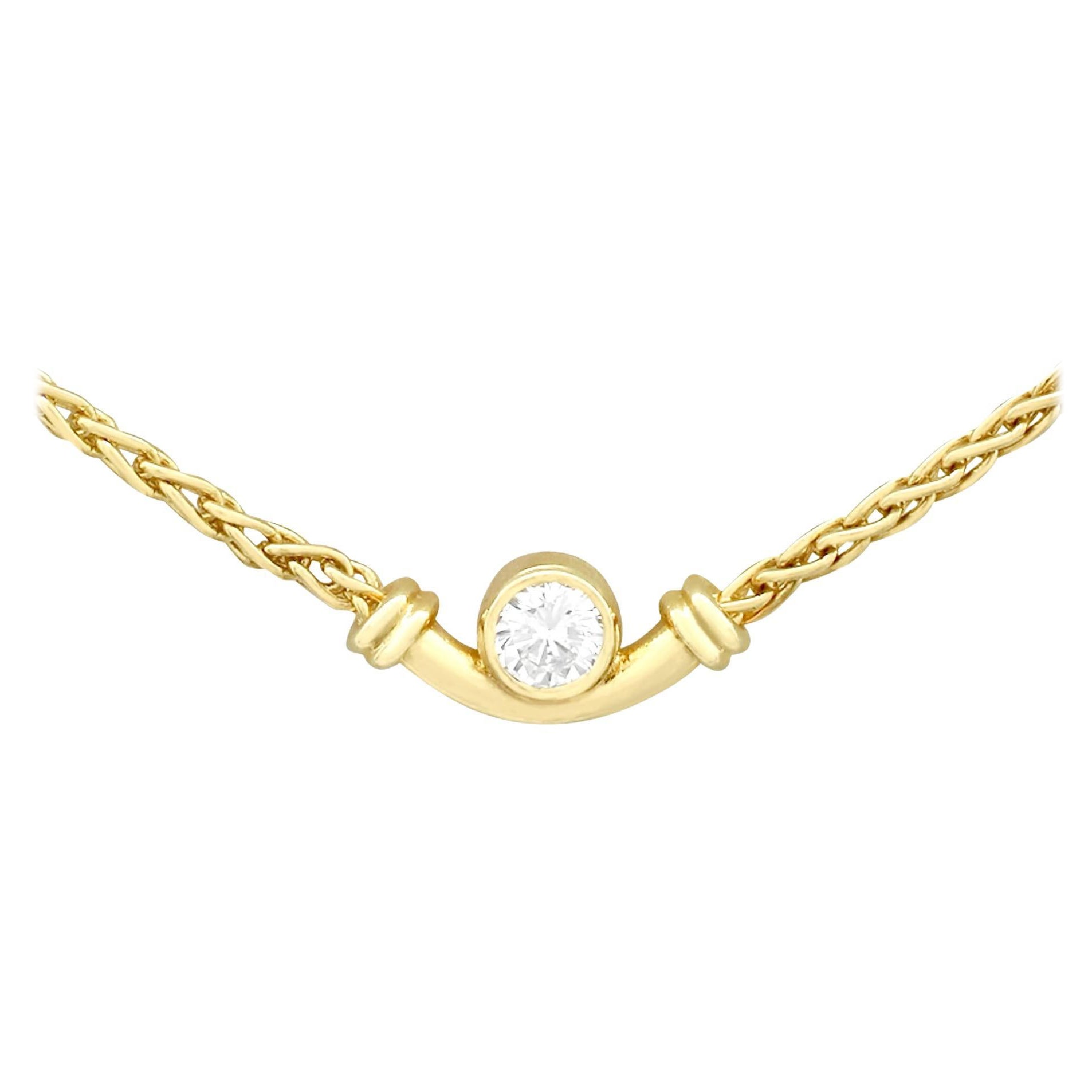 Vintage 1988 Italian Diamond and Yellow Gold Necklace For Sale