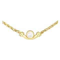 Retro 1988 Italian Diamond and Yellow Gold Necklace