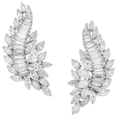 Retro 9.00 Carat Diamond Platinum Clip Post Earrings