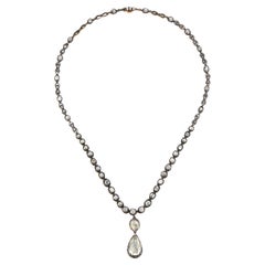Victorian Pear Shape Rose Cut Diamond Necklace