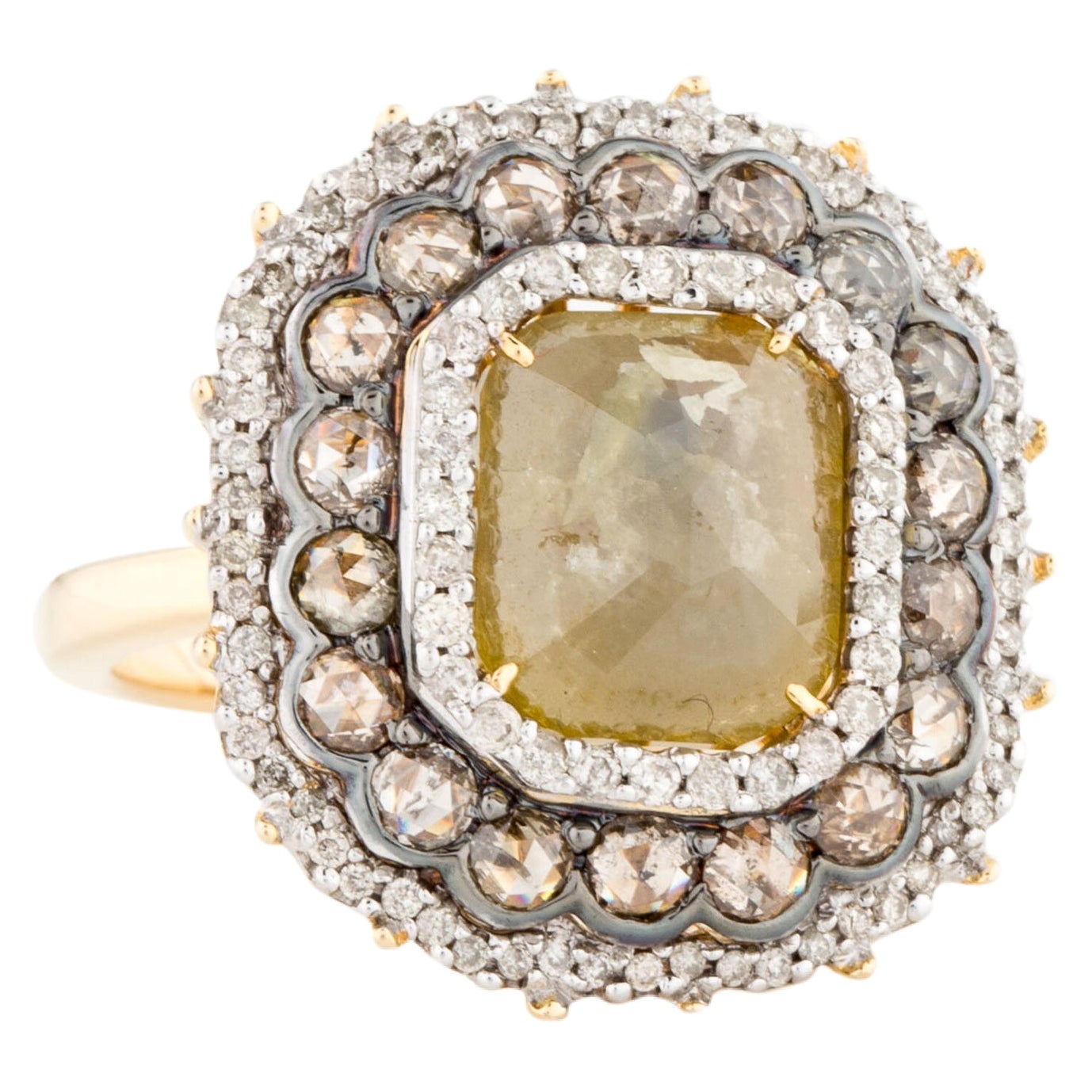 14Kt Yellow Gold 4.25ct Diamond Cocktail Ring