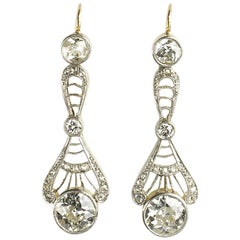 Diamond Silver Gold Drop Earrings 