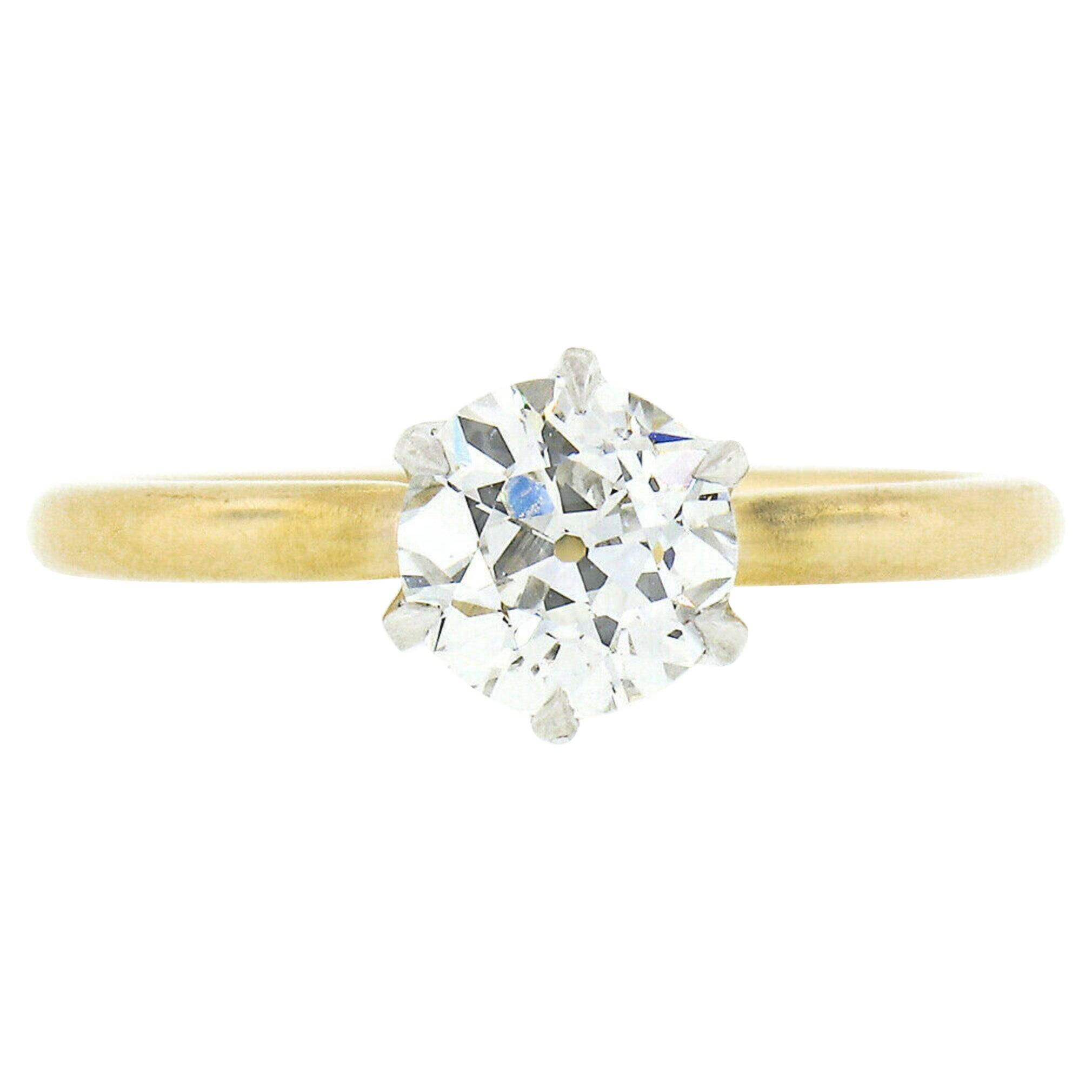 Antique Tiffany & Co. 18k Gold Platinum GIA Old European Diamond Engagement Ring