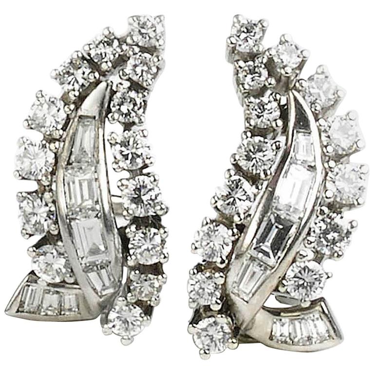 Diamond clip earrings For Sale at 1stdibs