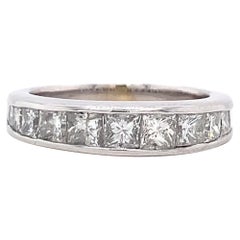 Modern 2 Carat Princess Cut Diamond 14 Karat White Gold Band