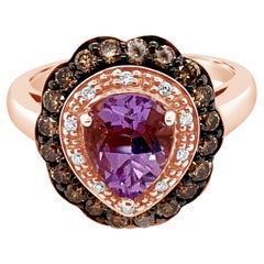 LeVian Ring Amethyst Chocolate Diamonds Vanilla Diamonds 14K Rose Gold