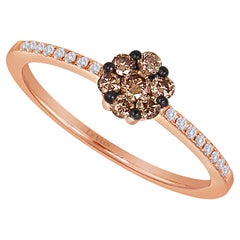LeVian 14K Rose Gold Chocolate Brown Round Diamond Beautiful Pretty Cluster Ring