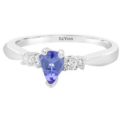 LeVian 950 Platinum Blue Tanzanite Round Diamond Beautiful Classic Cocktail Ring