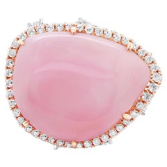 Certified 20.82 Carat Caribbean Sweet Pink Conch Pearl & Pink Diamond Ring
