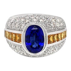 LeVian Bague cocktail en or blanc 18 carats avec tanzanite bleue, violette, saphir et diamants ronds