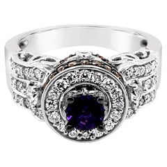 LeVian Ring Purple Sapphire Chocolate Diamonds White Diamond 14K White Gold
