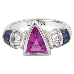 Anello da cocktail LeVian in oro bianco 18 carati con zaffiro blu e rosa e diamanti a castone