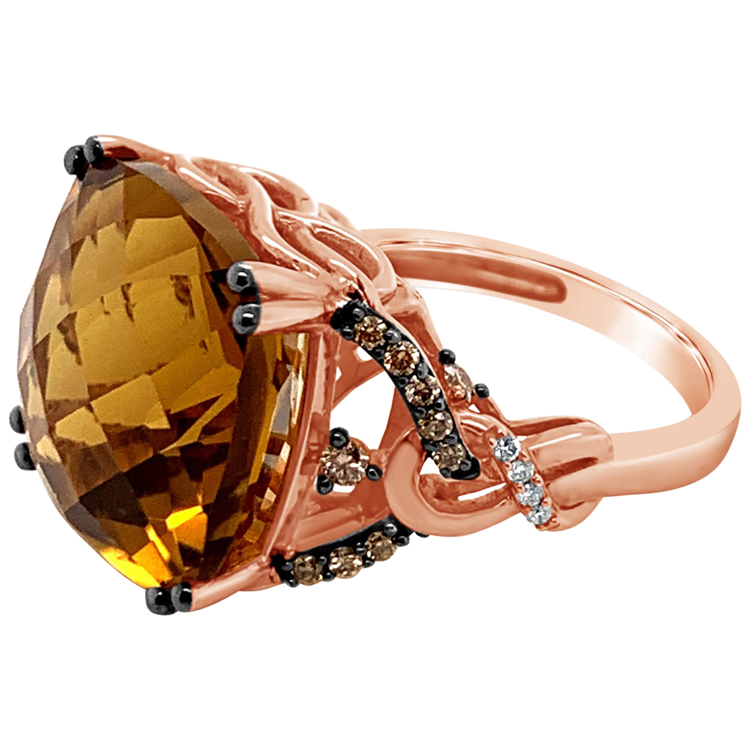 LeVian Ring Rhodolite Chocolate Diamonds Vanilla Diamond 14K Strawberry