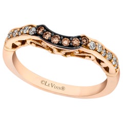 LeVian 14K Rose Gold Round Chocolate Brown Diamond Bridal Wedding Halo Ring