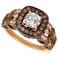 Alliance de mariage LeVian en or jaune 14 carats avec diamants ronds brun chocolat