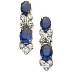 Elegant Sapphire Diamond Drop Earrings 8
