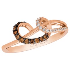 LeVian 14K Rose Gold Round Chocolate Brown Diamond Classic Pretty Cocktail Ring