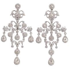 Diamond Platinum Chandelier Earrings 8