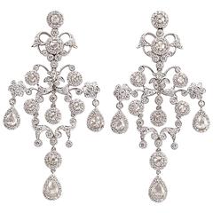 Diamond Platinum Chandelier Earrings