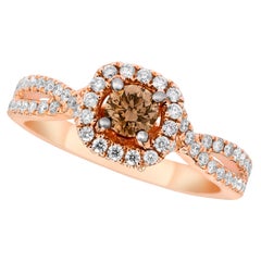 Alliance de mariage LeVian en or rose 14 carats avec diamants ronds et brun chocolat