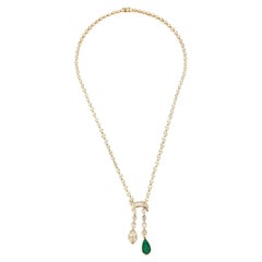 Emerald & Diamond Pear Shape Necklace 