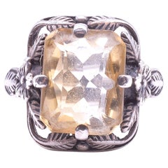 Antique C.1910 Sterling Citrine Arts and Crafts Ring