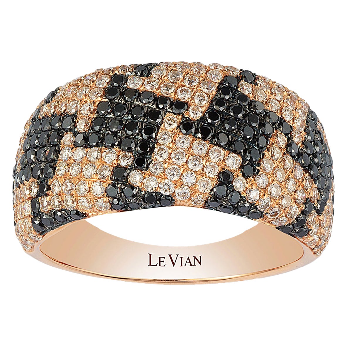 LeVian 14K Rose Gold Round Black Diamonds Classy Pretty Fancy Cocktail Ring For Sale