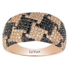 LeVian 14K Rose Gold Round Black Diamonds Classy Pretty Fancy Cocktail Ring