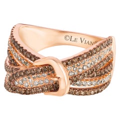 LeVian 14K Rose Gold Round Brown Chocolate Diamonds Classy Fancy Cocktail Ring