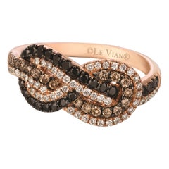 LeVian Bague cocktail classique en or rose 14 carats avec diamants ronds noirs et brun chocolat