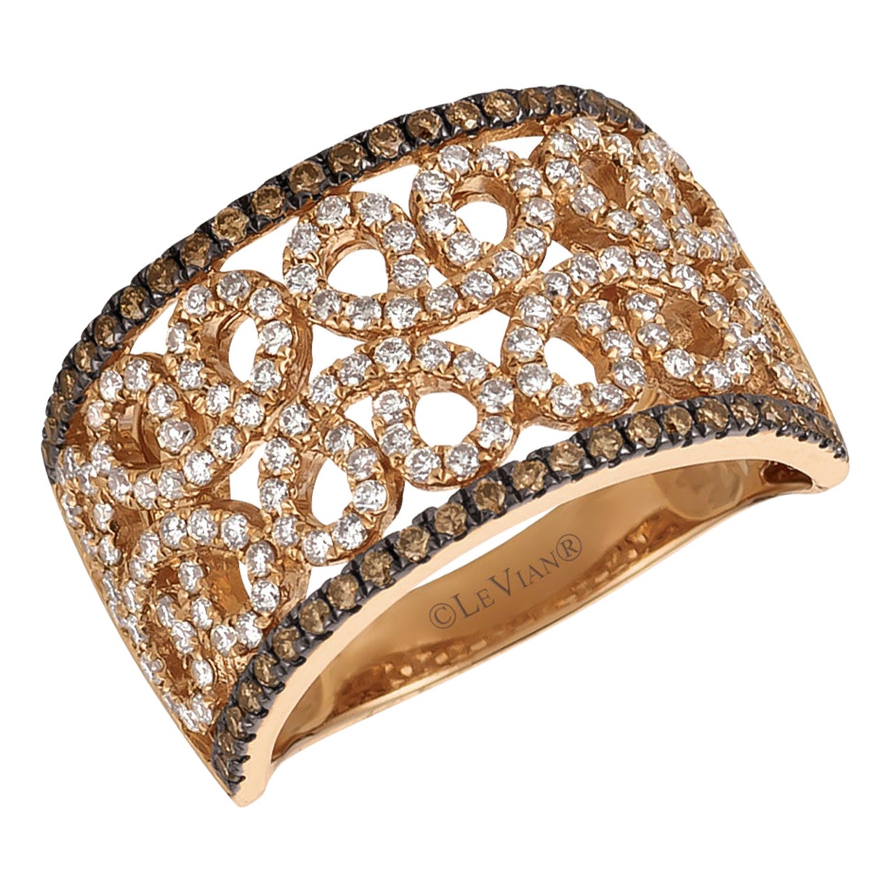 LeVian 14K Rose Gold Chocolate Brown Round Diamonds Fancy Cocktail Ring